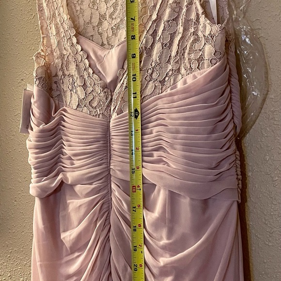 Sleeveless Long Mesh Dress with Corded Lace - Picture 10 of 12